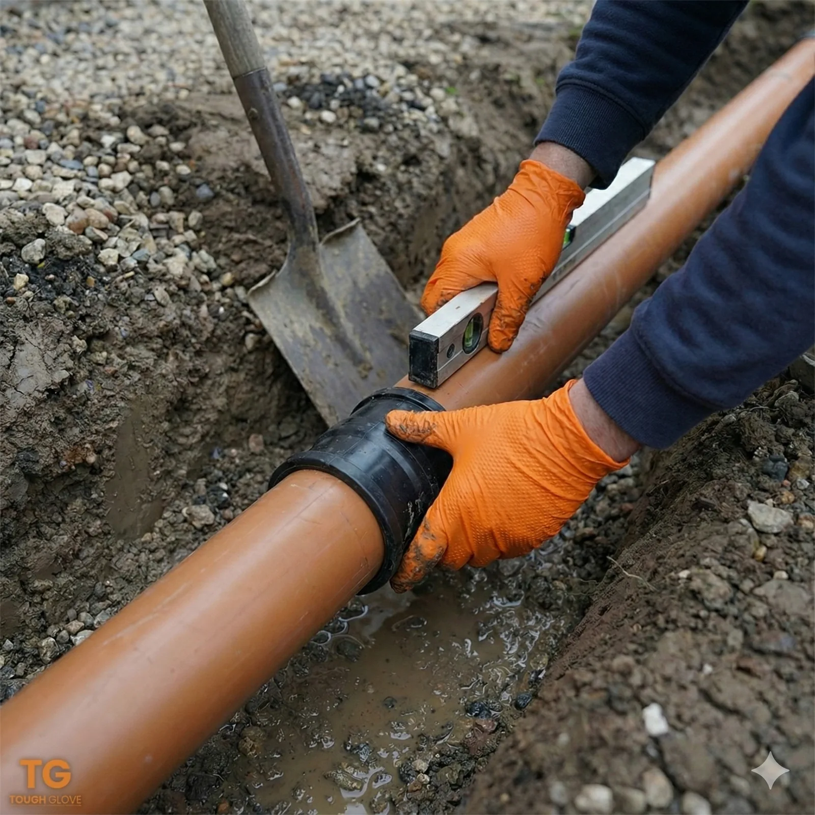 Gator Gripz gloves installing drainage pipe
